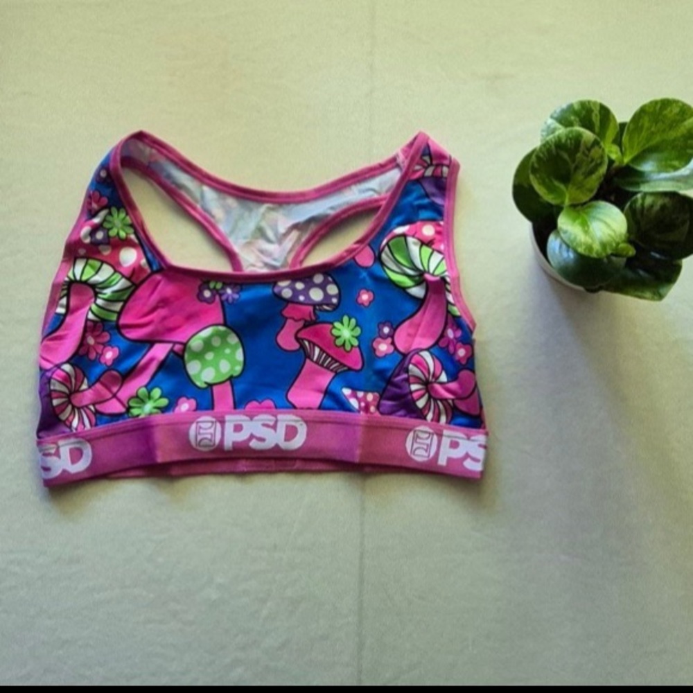 PSD Groovy Shroom Women's Sport Bra Color BLU. Size L.